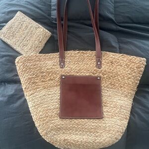 Haute Hippie Tan and Brown Woven Tote